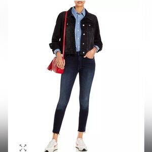 Mother High Waisted Looker Jeans Ankle Fray  Last Call Dark Wash Size 27